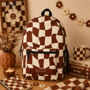 Psychedelisches Groovy Karomuster Bedruckter Rucksack