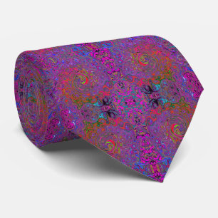 Psychedelisches Groovy Magenta Retro Flüssigwirbel Krawatte