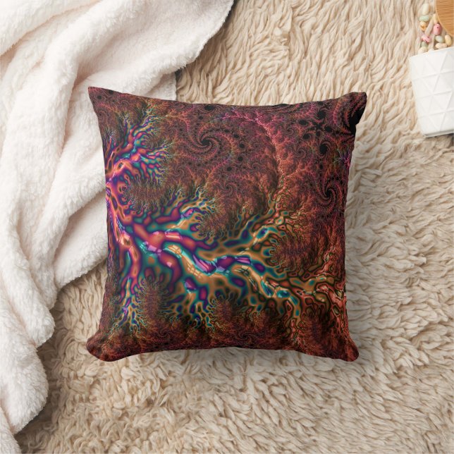 Psychedelisches Groovy Trippy Funky Colorful Frakt Kissen (Decke)