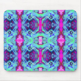 Psychedelisches Grün- und Blauer Hibiskus-Muster Mousepad