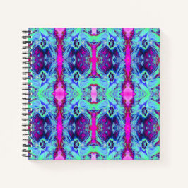 Psychedelisches Grün- und Blauer Hibiskus-Muster Notizbuch