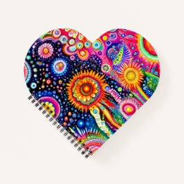 Psychedelisches Herz verschleiert Notizbuch