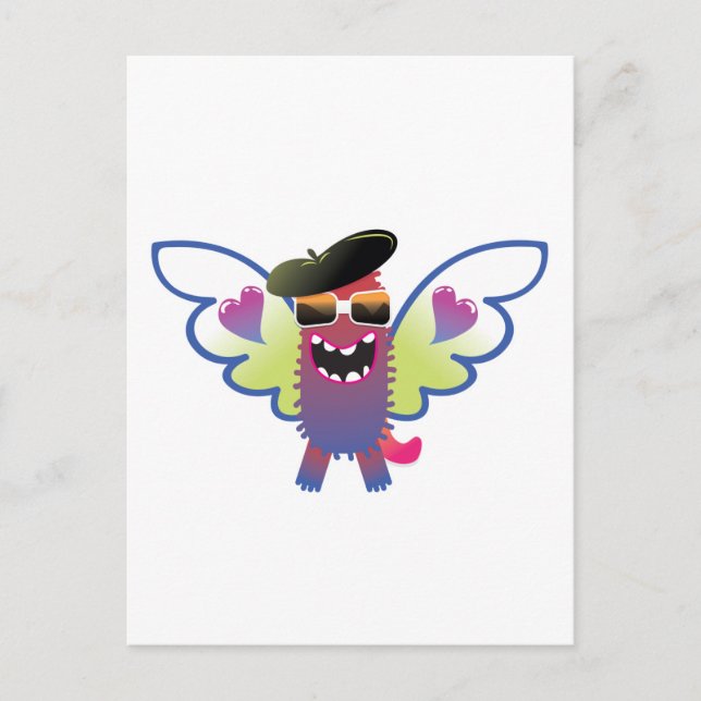 Psychedelisches Hippie-Engelmonster Postkarte (Vorderseite)