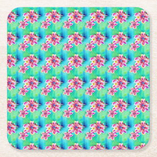 Psychedelisches Jugendstil-Floral Wasserfarben-Mus Rechteckiger Pappuntersetzer