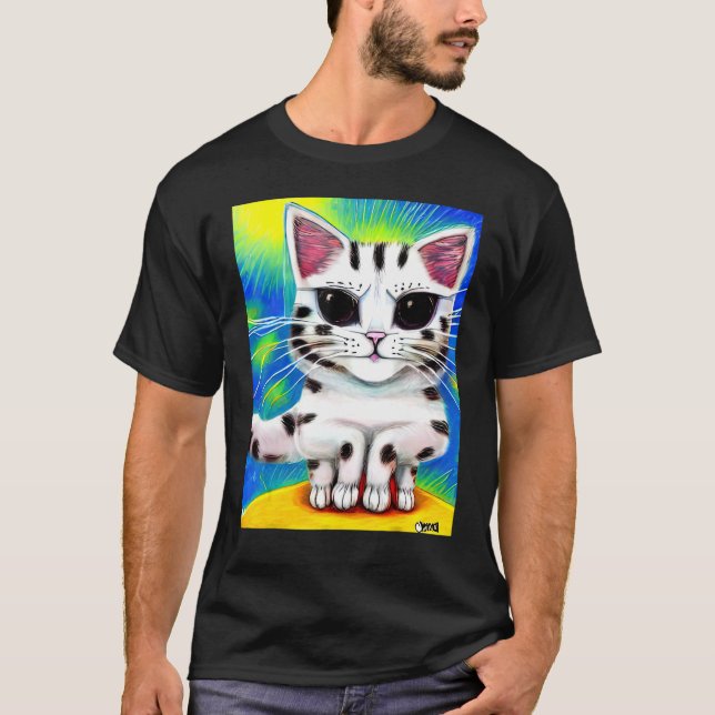 Psychedelisches Kätzchen im Katzenstil 3 T-Shirt (Vorderseite)