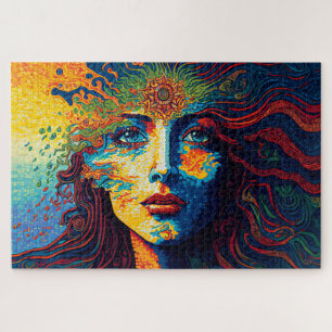 Psychedelisches Kunstportrait einer Frau