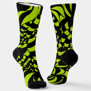 Psychedelisches Limettengrün und schwarzes Muster Socken
