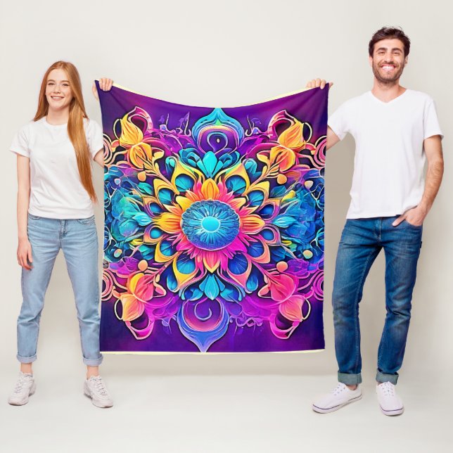 Psychedelisches Mandala-Design Fleecedecke (Beispiel)