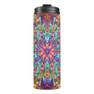 Psychedelisches Mandala Trippy Hippie Farbspritzer Thermosbecher