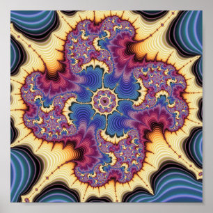 Psychedelisches Mandelbrot-Fraktal-Geometrisches M Poster
