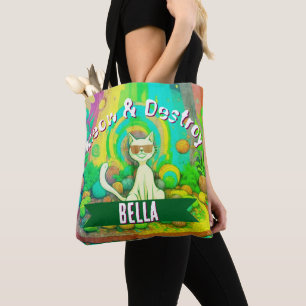 Psychedelisches Miauen & Zerstöre Personalisierte  Tasche