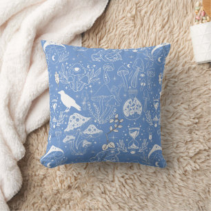 Psychedelisches Mushroom-Muster 2D.BW.b L Blue BG Kissen