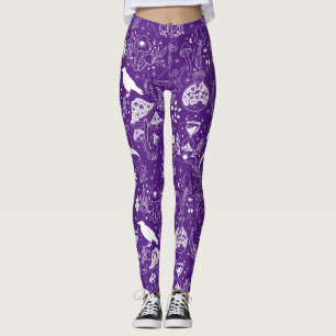 Psychedelisches Mushroom-Muster 2D.BW.b Lila BG Leggings