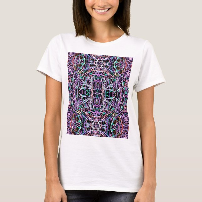 Psychedelisches Muster in Rosa T-Shirt (Vorderseite)