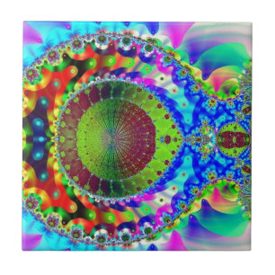 Psychedelisches NeonFraktal Fliese