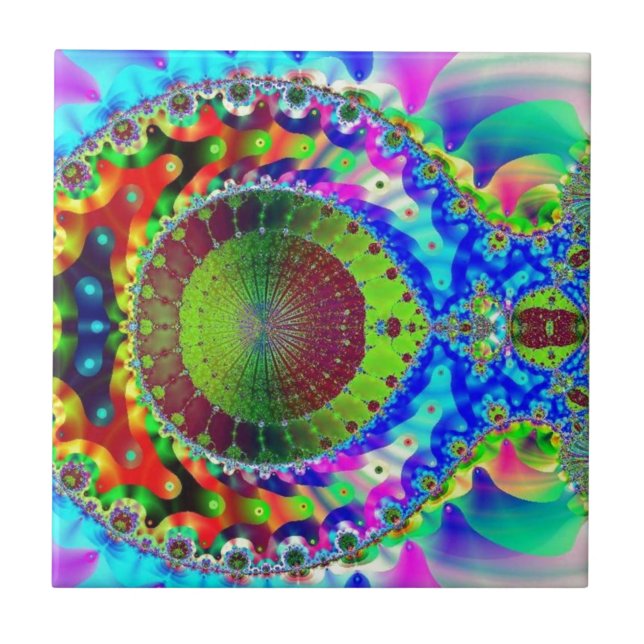 Psychedelisches NeonFraktal Fliese (Vorderseite)