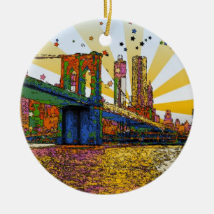 Psychedelisches New York City: Brooklyn Bridge, WT Keramikornament