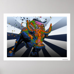 Psychedelisches NYC: Aufladenstier von Wall Street Poster