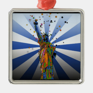 Psychedelisches NYC: Statue of Liberty #2 Ornament Aus Metall