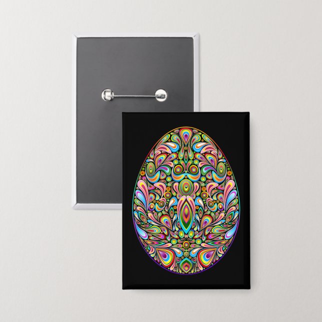 Psychedelisches Osterei-Design Kinder Bio-T-Shirt Button (Vorderseite/Rückseite)