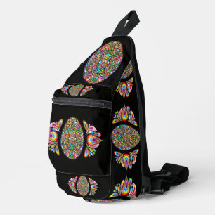 Psychedelisches Osterei-Design Kinder Bio-T-Shirt Crossbody Bag