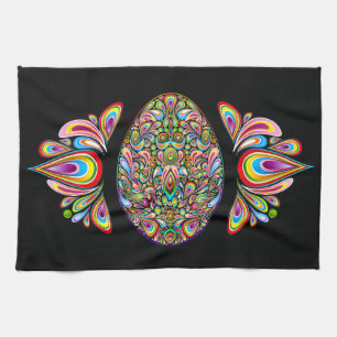 Psychedelisches Osterei-Design Kinder Bio-T-Shirt Geschirrtuch