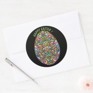 Psychedelisches Osterei-Design Kinder Bio-T-Shirt Runder Aufkleber