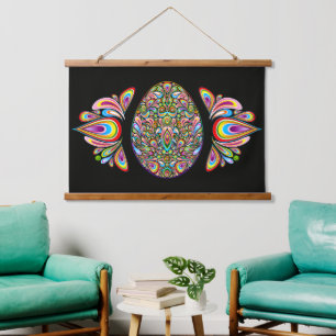 Psychedelisches Osterei-Design Kinder Bio-T-Shirt Wandteppich Mit Holzrahmen