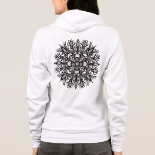 Psychedelisches Pilz-Mandala Schwarz-Weiß Hoodie
