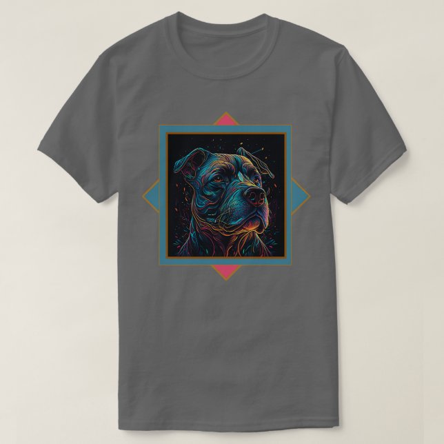 Psychedelisches Pit Bull Portrait T-Shirt (Design vorne)