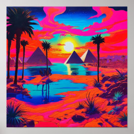 Psychedelisches Poster Art Ägyptische Landschaft