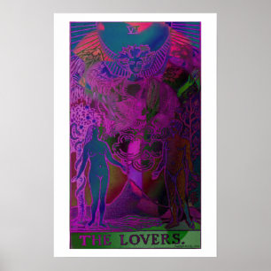 Psychedelisches Poster der Liebenden Tarot Card