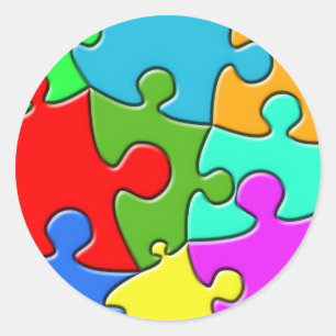 Psychedelisches Puzzlespiel Runder Aufkleber