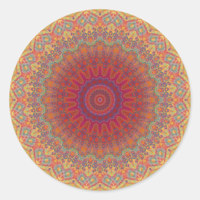 Psychedelisches Radialmuster: Runder Aufkleber (Vorderseite)