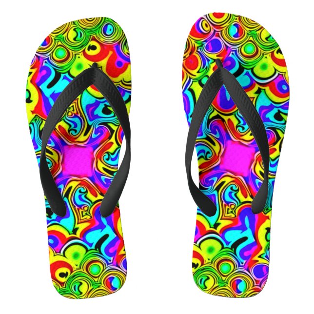 Psychedelisches Rainbow-Fraktal Sandals Flip Flops (Fußbett)