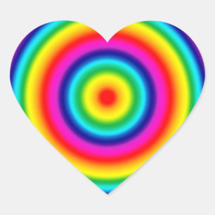 Psychedelisches Rainbow-Muster Herz-Aufkleber