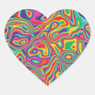 Psychedelisches Regenbogen-Öl-Muster Herz-Aufkleber