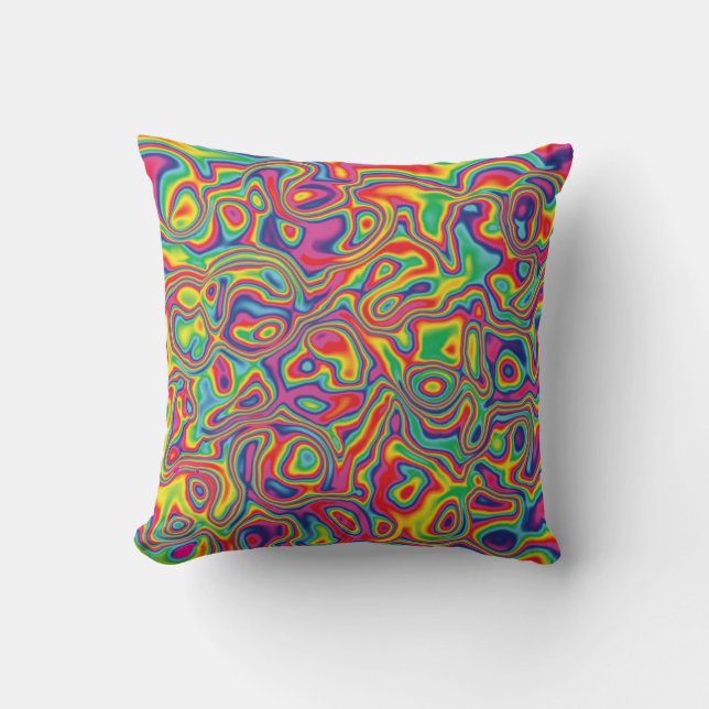 Psychedelisches Regenbogen-Öl-Muster Kissen (Vorderseite)