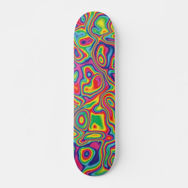 Psychedelisches Regenbogen-Öl-Muster Skateboard (Vorne)