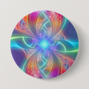Psychedelisches Regenbogen-Wirbels-Fraktal-Muster Button