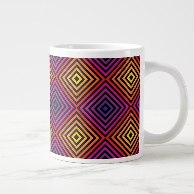 Psychedelisches Regenbogen-Zickzack Muster Jumbo-Tasse (Rechts)