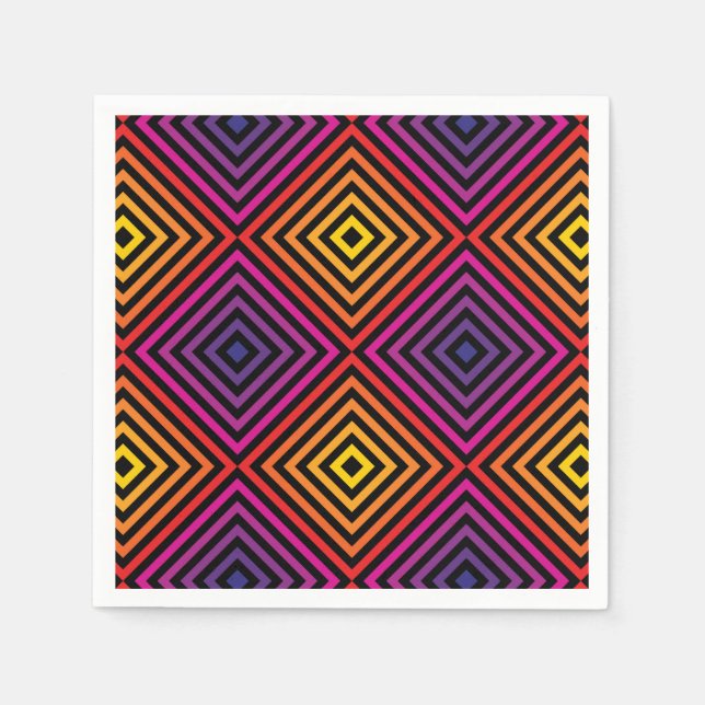 Psychedelisches Regenbogen-Zickzack Muster Serviette (Vorderseite)