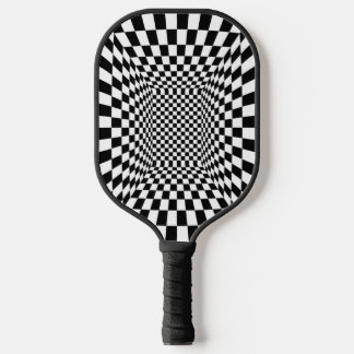 Psychedelisches Schwarz und Weiß Pickleball Schläger