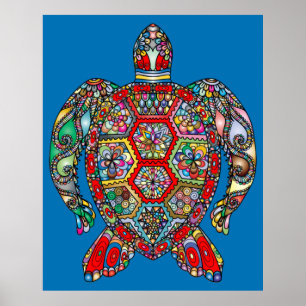 Psychedelisches Sea Turtle Art Poster