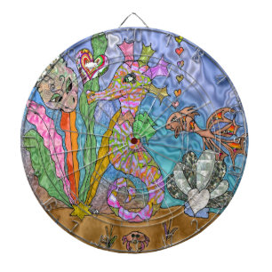 Psychedelisches Seepferd Meeresschildkröte Art Dartscheibe
