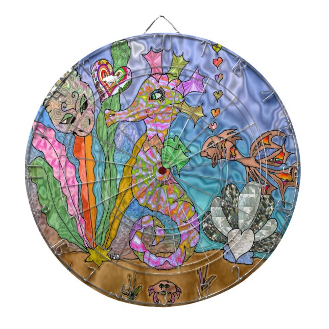 Psychedelisches Seepferd Meeresschildkröte Art Dartscheibe (vorne)