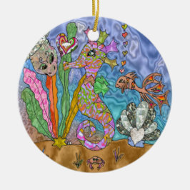 Psychedelisches Seepferd Meeresschildkröte Art Keramik Ornament
