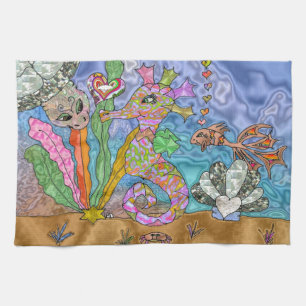 Psychedelisches-Seepferdchen-Wasserschildkröten-Ku Handtuch