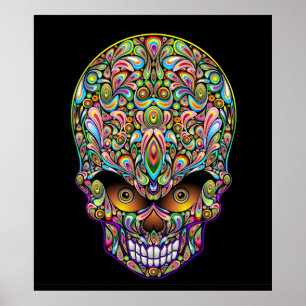 Psychedelisches Skull Art Design Poster