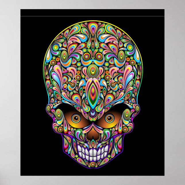 Psychedelisches Skull Art Design Poster (Vorne)